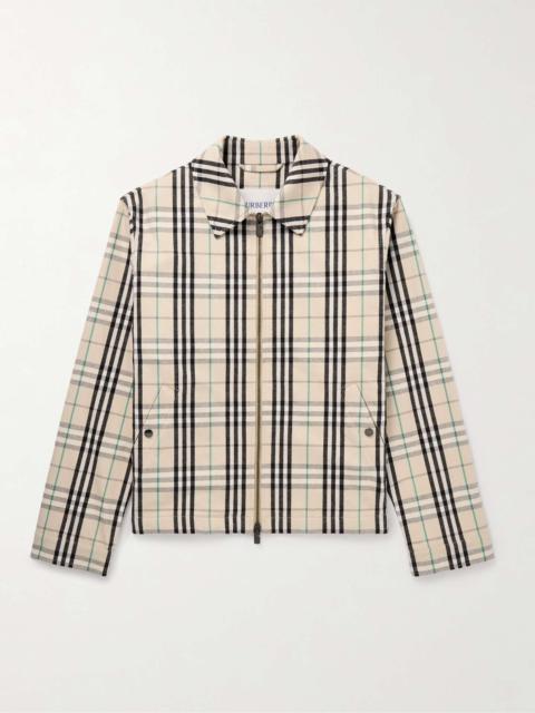 Checked Cotton-Flannel Harrington Jacket