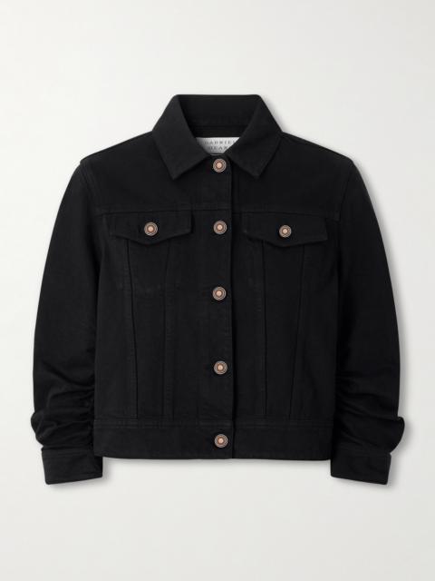 Adira Cropped Ruched Recycled-denim Jacket