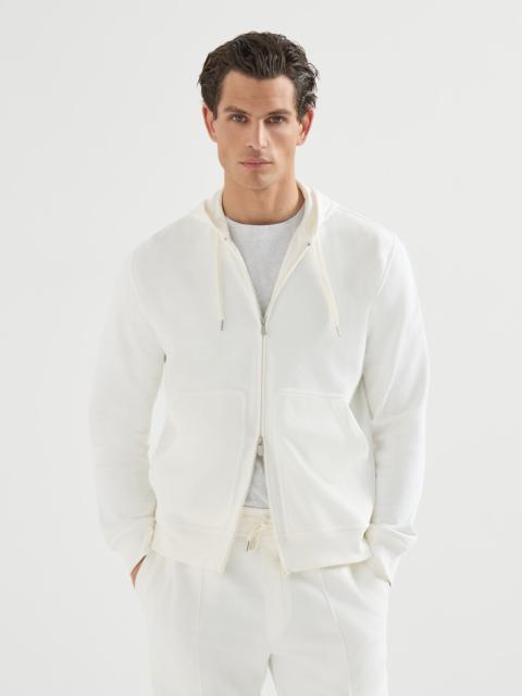 Techno cotton French terry hooded sweatshirt with zipper