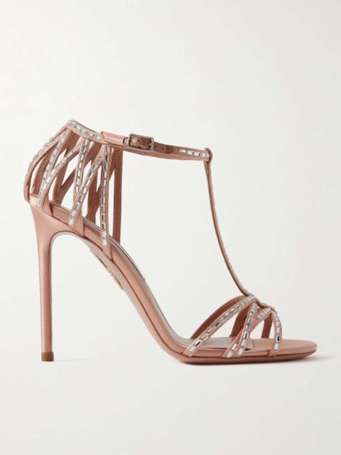 Forever More 105 crystal-embellished satin sandals Neutral