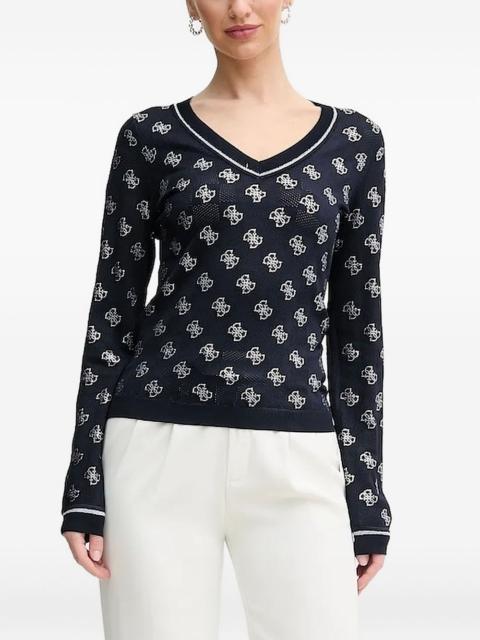 4G logo-pattern V-neck sweatshirt