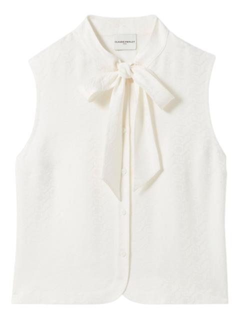 sleeveless bow-neck top