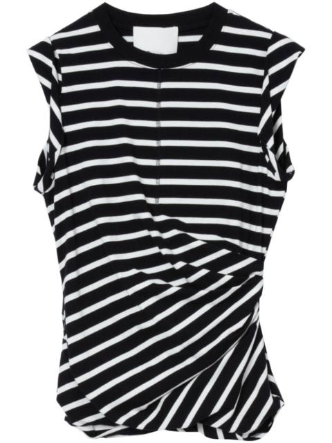 striped asymmetric cotton top