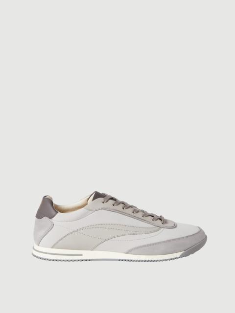 Techno fabric and nubuck sneakers