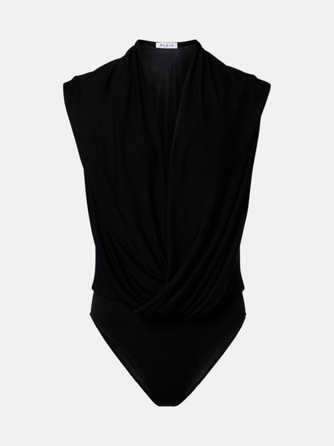 Draped jersey bodysuit