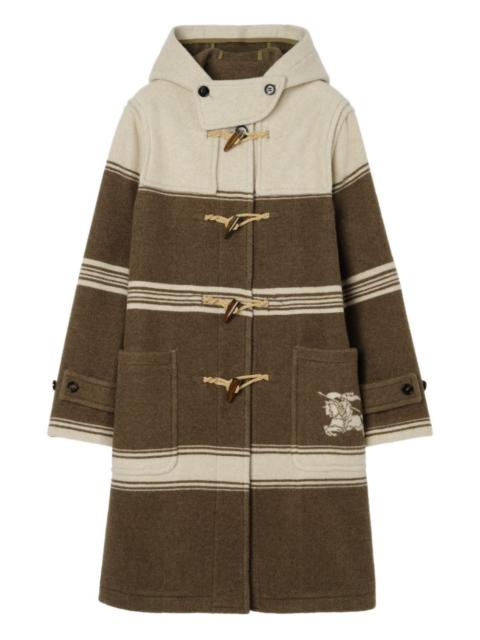striped hooded duffle coat