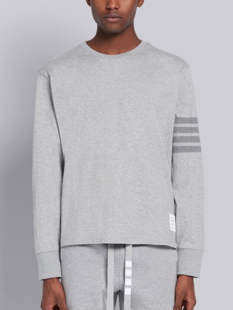 Light Grey Cotton Jersey Long Sleeve Tonal 4-Bar Rugby T-shirt
