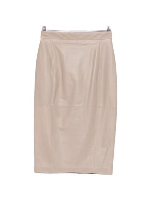 panelled lamb leather skirt