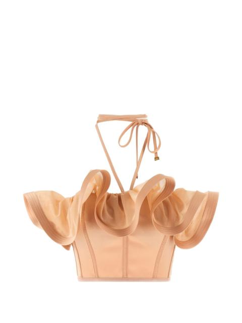 ruffled band bustier top