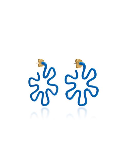 9K Gold Enamel Earrings blue
