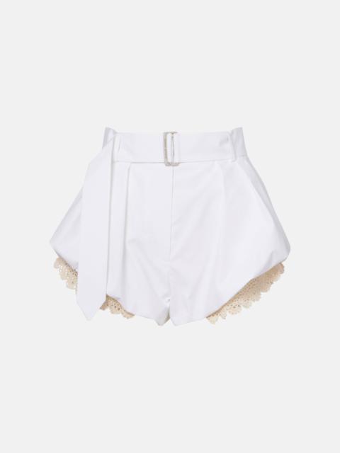 Crochet-trimmed cotton-blend shorts