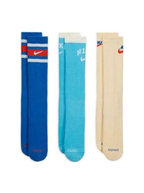 Everyday Plus Cushion 3 Pack Crew Socks 'Blue beige' DX7665-904