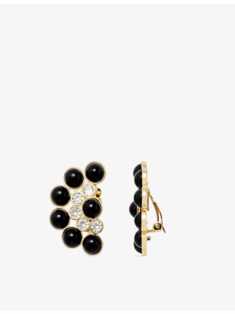 Beaded Brass Stud Earrings