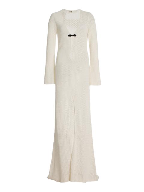 Exclusive Tanzania Pointelle-Knit Organic Cotton Gown ivory