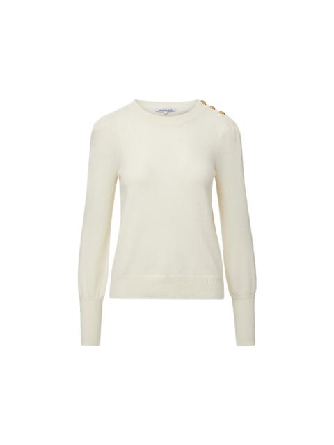 NELIA CASHMERE PULLOVER | BUTTON ACCENT