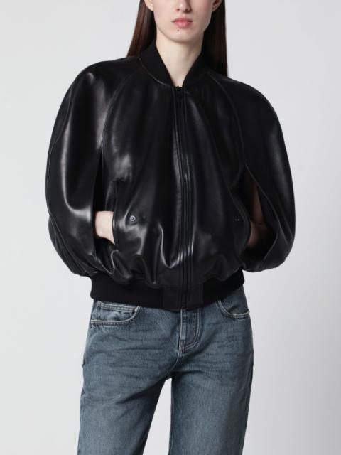 Black leather bomber jacket