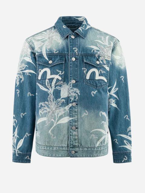 Floral and Seagull Embroidery Relax Fit Denim Jacket