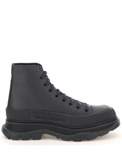ALEXANDER MCQUEEN Ankle Lace-up Design Boots Charcoal