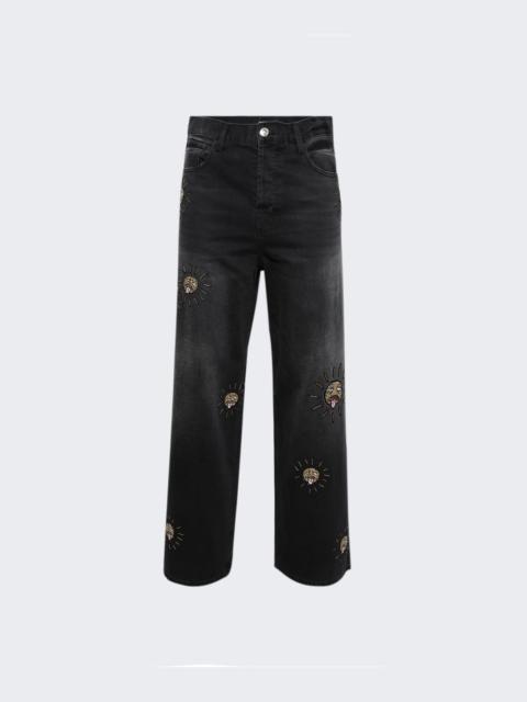 Beaded Sun Wide Jeans Charcoal Wash