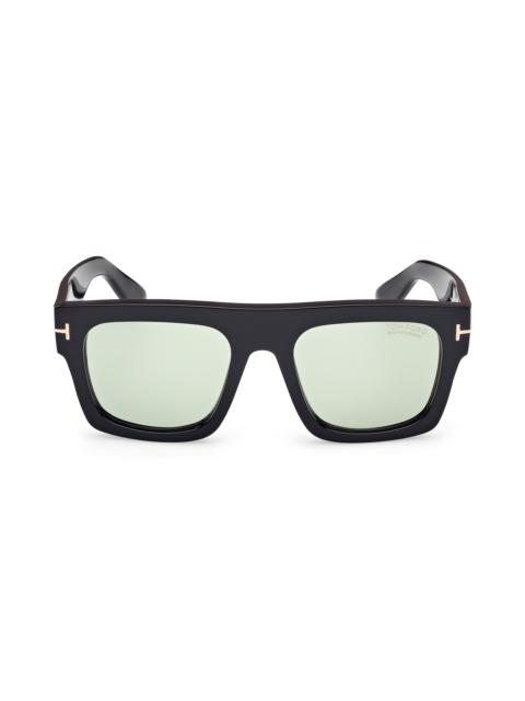 TOM FORD Fausto 53mm Square Sunglasses in Black/Photochromic Green at Nordstrom