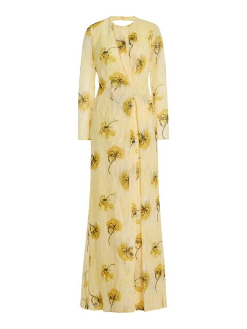 Desiderio Printed Chiffon Gown yellow