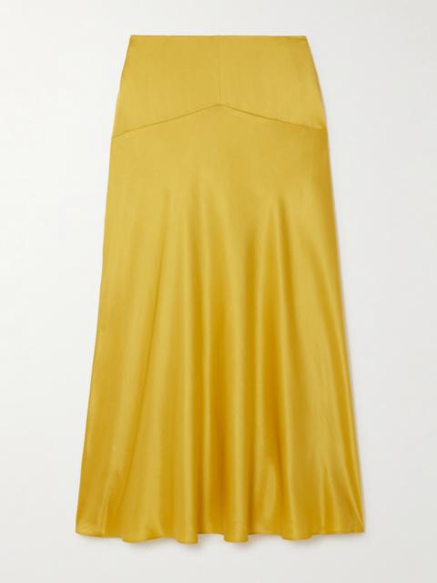 Clover Silk-satin Midi Skirt