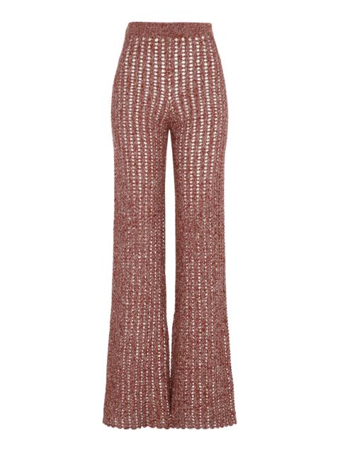Aija Cotton Crochet Flare Pants brown