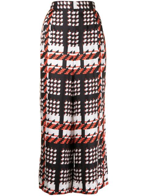 checked wide-leg trousers