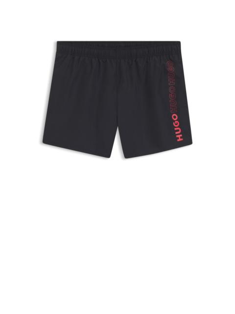 QUICK-DRY SWIM SHORTS WITH VERTICAL PRINTED LOGOS