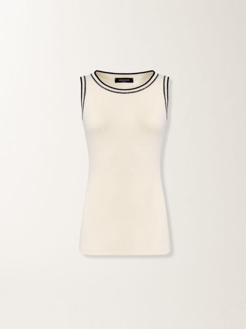 Jersey tank top in butter and midnight blue