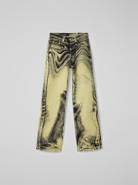 Yellow-Black Distorted Print Denim Jeans