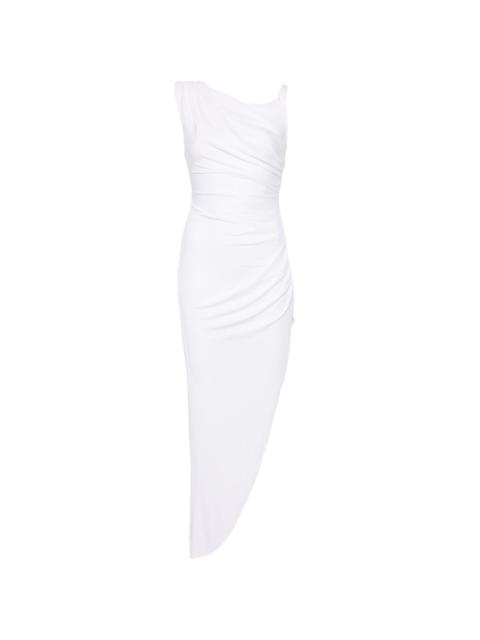 asymmetric draped midi dress
