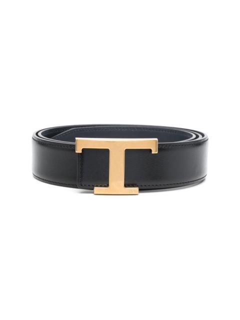logo-buckle leather belt