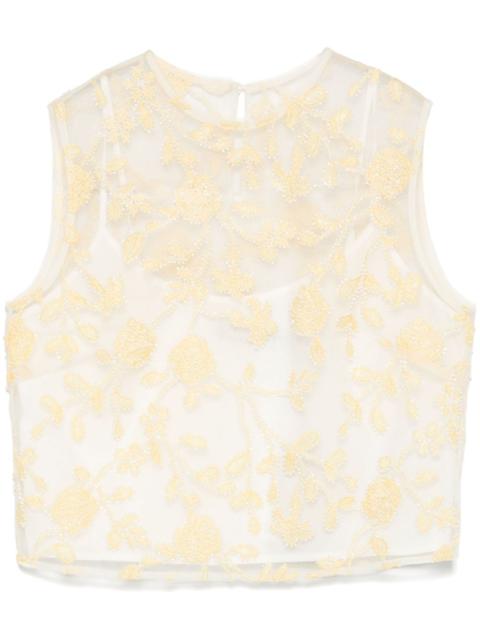 flower-embroidered beaded top