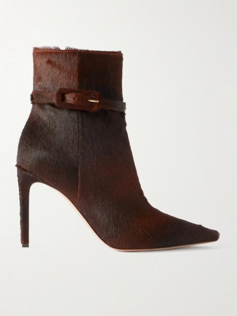 Linsay 95 Buckled Calf Hair Ankle Boots