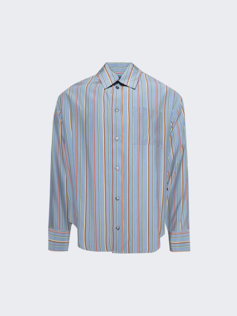 Stripe Jacquard Big Shirt Dusty Blue