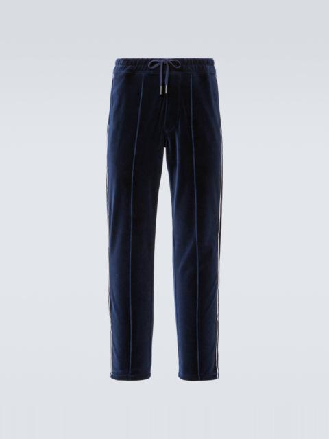 Cotton-blend velour track pants