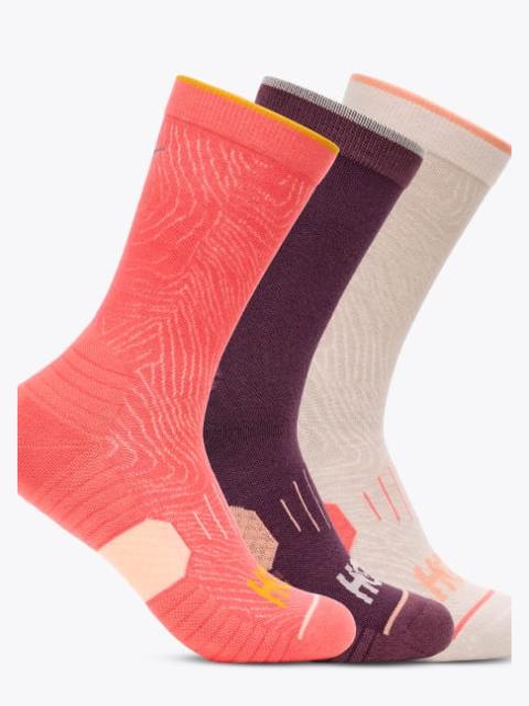 Crew Run Sock 3-Pack in Grapefruit/Dried Fig/Putty