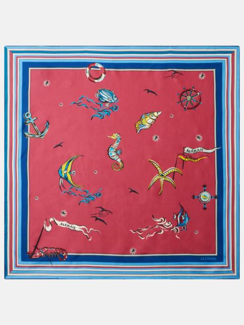 Printed silk twill scarf