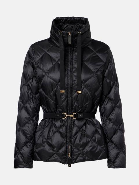 Belted quilted down jacket