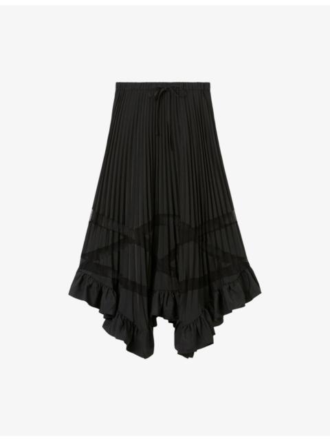 Seloda pleated ruffled woven maxi skirt