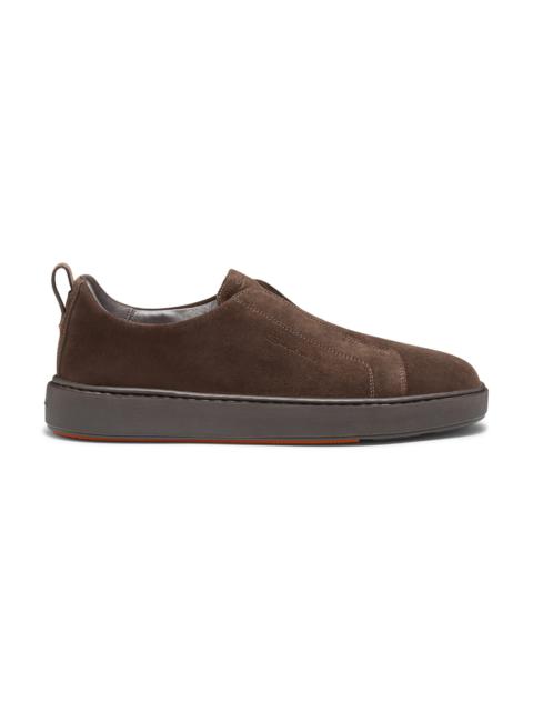 Men's dark brown suede slip-on sneaker