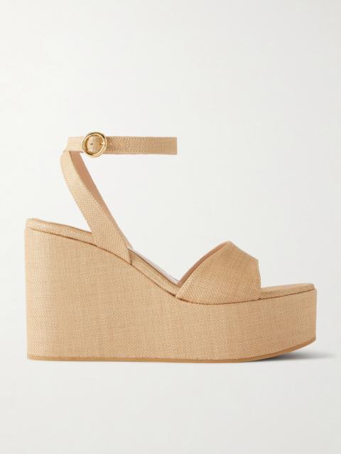 60 Raffia Platform Wedge Sandals