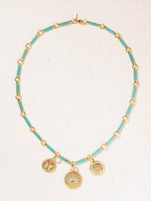 Element 18-karat Gold, Turquoise And Diamond Necklace