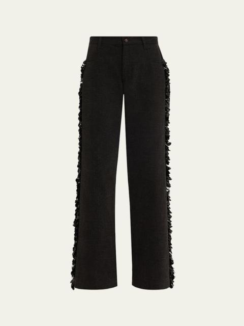 Burro Sequined Side-Stripe Wide-Leg Jeans