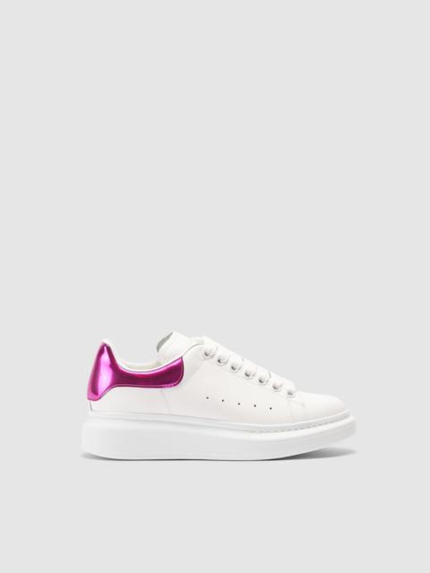 Alexander McQueen Women's Oversized White Metallic Pink Trainers