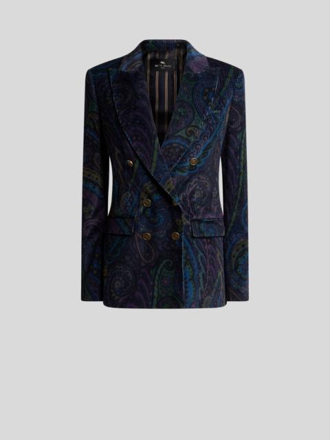 DOUBLE-BREASTED JACKET IN PRINTED CORDUROY VELVET