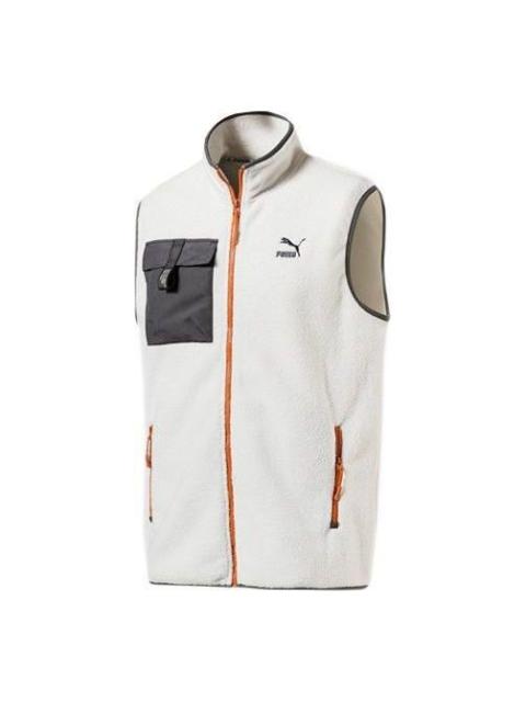 PUMA XTG Trail Fleece Full Zip Pocket Vest 'White Black Orange' 596728-64