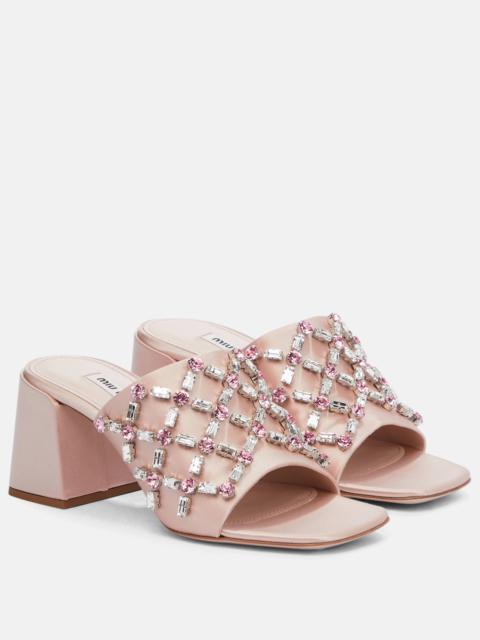 Embellished satin sandals