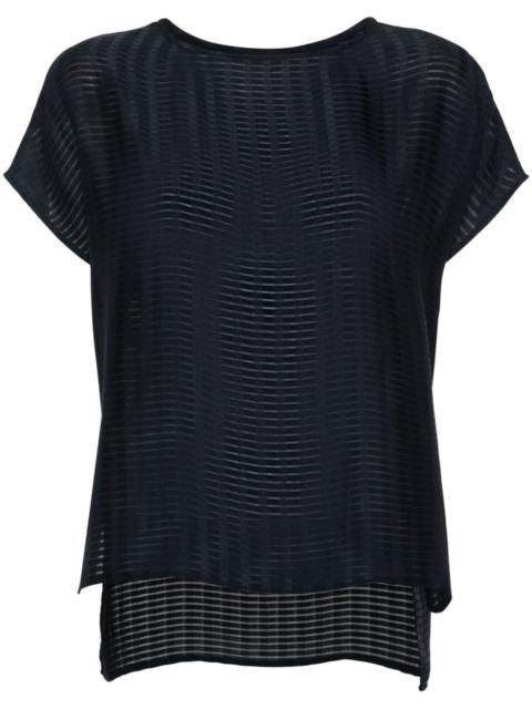 sheer-panels striped T-shirt